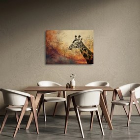 Üveg kép - Zsiráf, festmény (70x50 cm)