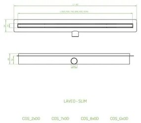 Laveo Slim, lineáris lefolyó ráccsal 80 cm, rózsaszín arany, LAV-COS_880D