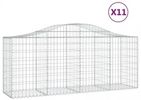 11 db íves horganyzott vas gabion kosár 200x50x80/100 cm