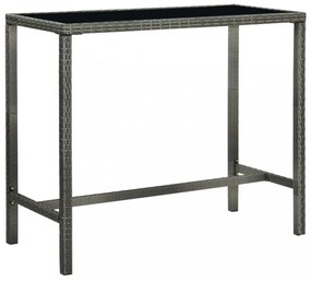 szürke polyrattan és üveg kerti bárasztal 130 x 60 x 110 cm
