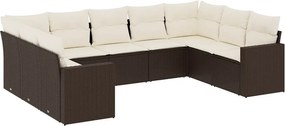 vidaXL 9 részes barna polyrattan kerti ülőgarnitúra párnákkal