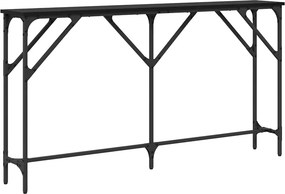vidaXL Konzolasztal Musta tammi 140 x 23 x 75 cm Műgyantás fa és fém