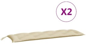 2 db bézs oxford szövet kerti padpárna 150 x 50 x 7 cm
