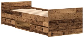 Ágykeret Mattress Nélkül Régi Fa 75x190 cm Mérnöki Fa