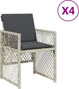 vidaXL 4 db világosszürke polyrattan kerti szék párnával