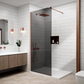 Walk-in || Rose Gold zuhanyfal, füstüveggel 80, 200cm, 8mm, NANO