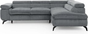 Szürke kordbársony sarokkanapé (jobb oldali-L alakú) Marbeya – Ropez
