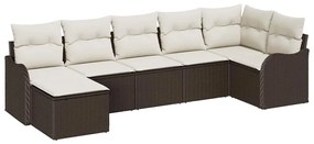 vidaXL Kerti Kanapé Szett Barna polirattan