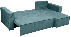 Petrolkék sarokkanapé SMART COSARO, kétoldalas + 2 párna INGYEN