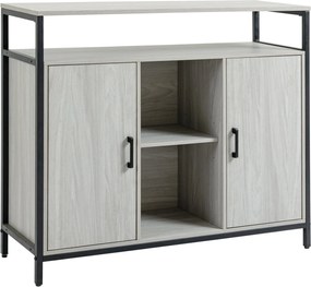 HOMCOM Modern Fa Tálalószekrény 2 Szekrénnyel és Polcokkal, Világosszürke Konyhai és Előtéri Szekrény, 100x34x87.2cm | Aosom
