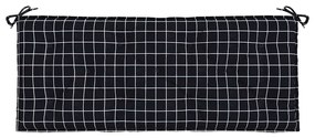 2 db fekete kockás szövet kerti padpárna 120 x 50 x 7 cm