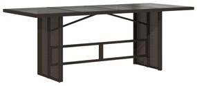 barna polyrattan üveglapos kerti asztal 190 x 80 x 74 cm