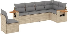 vidaXL 6 részes bézs polyrattan kerti ülőgarnitúra párnával