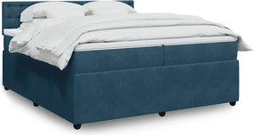 vidaXL kék bársony rugós ágy matraccal 200x200 cm