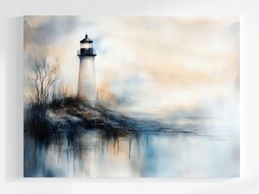 Poszter Tájkép Víz Part Tenger Világítótorony Köd 100x75