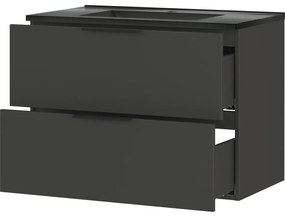 Fekete-antracitszürke fali szekrény mosdókagylóval 81x61 cm Crandon – Germania