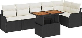 vidaXL Kerti Kanapé Szett párnával 7 pcs Fekete és krémszínű