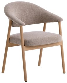Bézs tölgyfa karfás étkezőfotel szett 2 db-os Elk – Unique Furniture