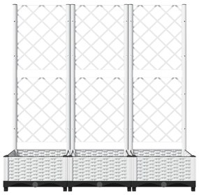 fehér polipropilén rácsos kerti ültetőláda 120 x 40 x 121,5 cm