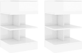 vidaXL 2 db magasfényű fehér éjjeliszekrény 40 x 35 x 65 cm
