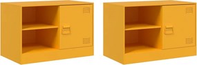 vidaXL 2 db mustársárga acél TV-szekrény 67 x 39 x 44 cm