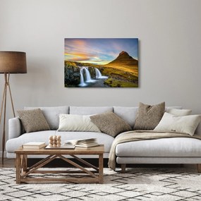 Kép a hegyekről és vízesésekről Izlandon (90x60 cm)