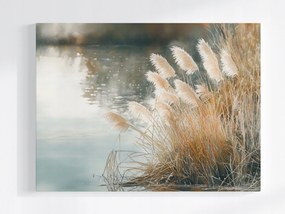 Poszter Tájkép Tó Nád Fű Köd Reggel 80x60