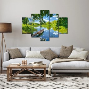 Egy nyári folyó képe hajóval (150x105 cm)