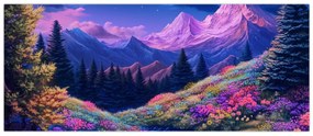 Kép - Lila táj teljes holdfénynél (120x50 cm)