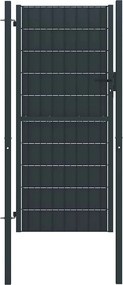 vidaXL antracit PVC és acél kerítéskapu 100 x 124 cm