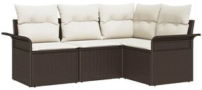 vidaXL Kerti Kanapé Szett párnával 4 pcs Barna polirattan