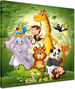 Vászonkép 40x40 Vidám állatok a dzsungelben
