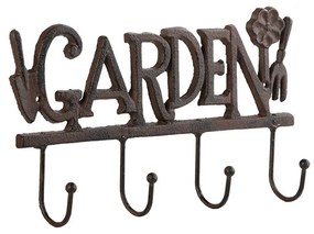 Garden feliratos öntöttvas akasztó, 4 fogassal, 30 cm