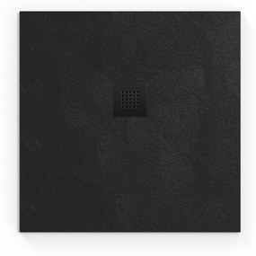 Zuhanytálca négyzet SAT Alek 90x90 cm öntött márvány fekete SATALEK90Q