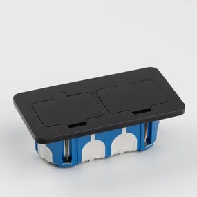 Solight 5B323B - Kültéri beépített padló dupla aljzat IP55 fekete négyszögletes