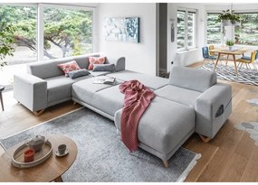 Világosszürke kinyitható-tárolóhelyes sarokkanapé (bal oldali-U alakú) Classy Sophie – Miuform
