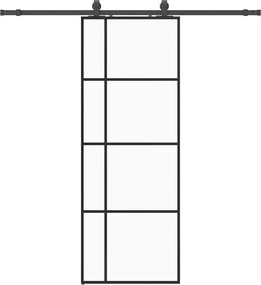 vidaXL fekete ESG üveg tolóajtó fémszerelvény-szettel 76x205 cm