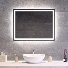 Fekvő fürdőszobai LED tükör 80x60cm | Gesztusvezérlés - Páramentesítő - Fényerő és színhőmérséklet szabályozás | Welland Type20H