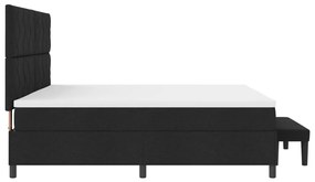 Box Spring Ágy Matraccal és Pad fekete 200x200 cm Szövet