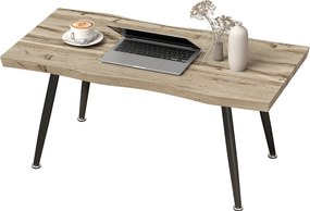 HOMCOM dohányzóasztal, modern díszítőasztal acéllábakkal és 4 cm vastag lappal nappaliba/irodába/hálószobába, 100 x 50 x 45 cm, tölgy & fekete | Aosom