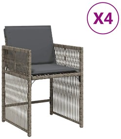 vidaXL 4 db szürke polyrattan kerti szék párnával