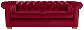 Oxford Chesterfield Kihúzható Kanapé, 88x216x75 cm, 3 személyes, piros