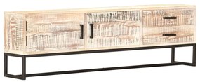 fehér tömör akácfa TV-szekrény 140 x 30 x 45 cm