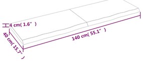 sötétbarna kezelt tömör tölgyfa fali polc 140 x 40 x (2-4) cm
