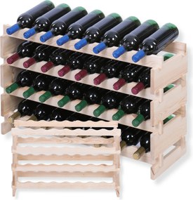 32 palackos állvány moduláris bortartó 4x8 szerelés fenyő szerszámok nélkül