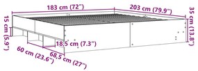 betonszürke szerelt fa ágykeret matrac nélkül 180 x 200 cm