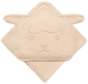 Lionelo - Gyerek kapucnis muszlin törölköző Bézs Cappuccino