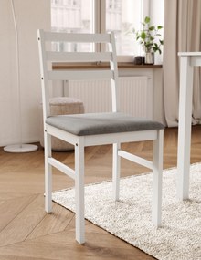 MAZZONI EXPORT TORINO étkezőgarnitúra asztal + 4 szék Fehér/Világosszürke (Savana 21 szövet) - FA ÉTKEZŐ GARNITÚRA KONYHÁBA/ÉTKEZŐBE