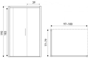 Silves 80x100 aszimmetrikus zuhanykabin zuhanytálcával