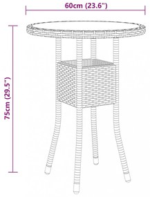 bézs polyrattan és edzett üveg kerti asztal Ø60 x 75 cm